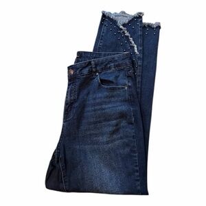 Charlie B Jeans with Embellished slanted hem.  Size 12